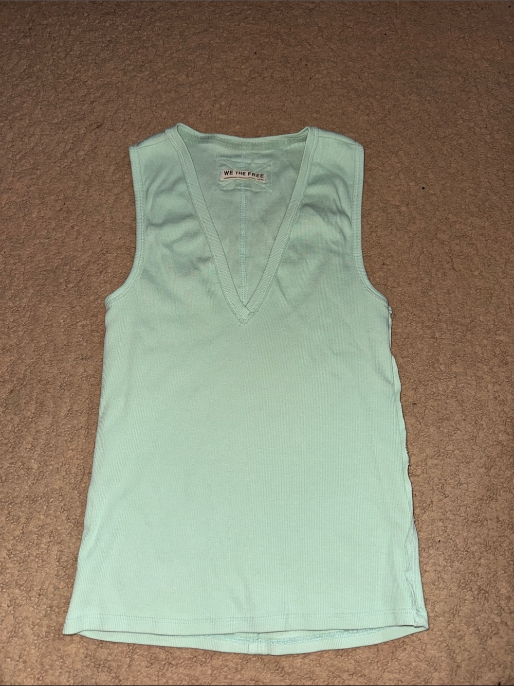 NWOT We The Free Mint Green Sleeveless V-Neck Tank Top